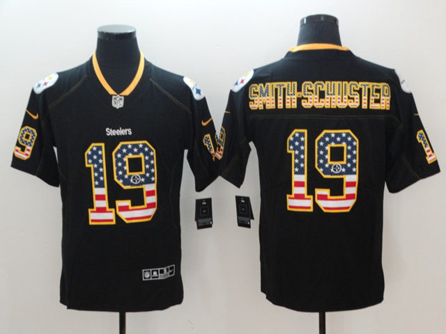 Pittsburgh Steelers #19 JuJu Smith-Schuster Black USA Flag Fashion Limited Jersey - Click Image to Close