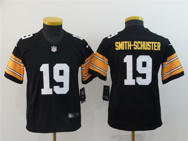 Youth Pittsburgh Steelers #19 JuJu Smith-Schuster Alternate Black Vapor Limited Jersey - Click Image to Close