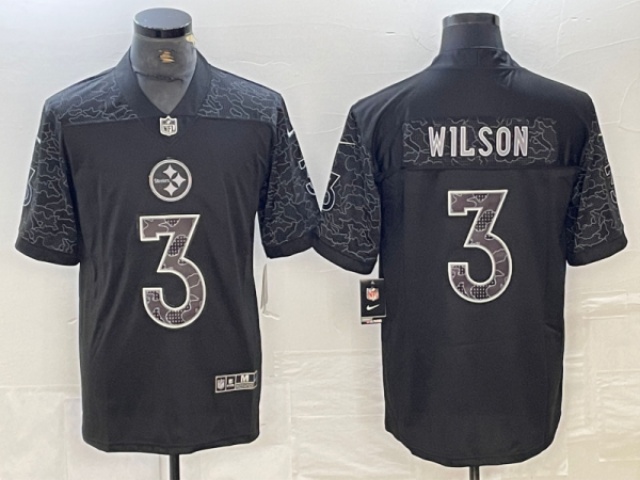 Pittsburgh Steelers #3 Russell Wilson Black RFLCTV Limited Jersey - Click Image to Close