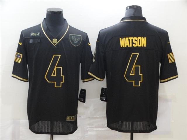 Houston Texans #4 Deshaun Watson 2020 Black Gold Salute To Service Limited Jersey - Click Image to Close