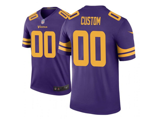 Minnesota Vikings #00 Purple Color Rush Limited Custom Jersey - Click Image to Close