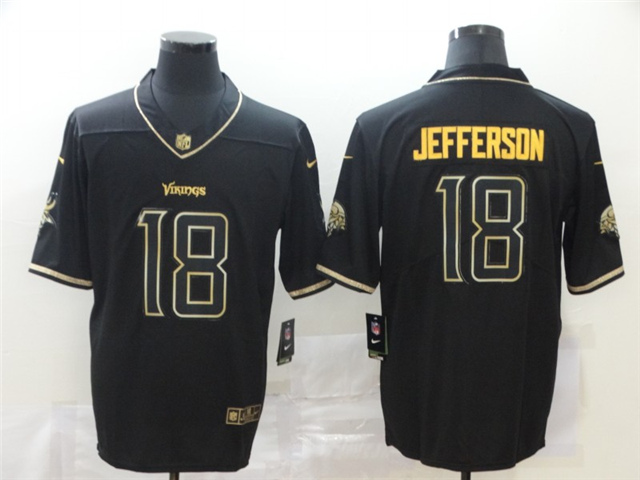 Minnesota Vikings #18 Justin Jefferson Black Gold Vapor Limited Jersey - Click Image to Close