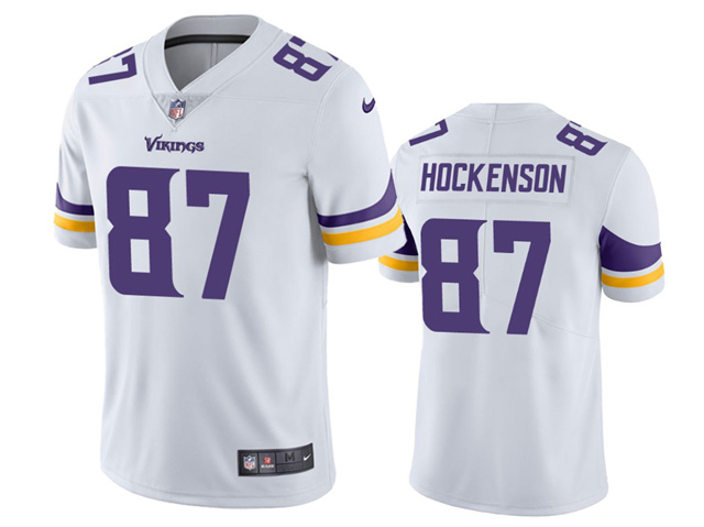 Minnesota Vikings #87 T.J. Hockenson White Vapor Limited Jersey - Click Image to Close
