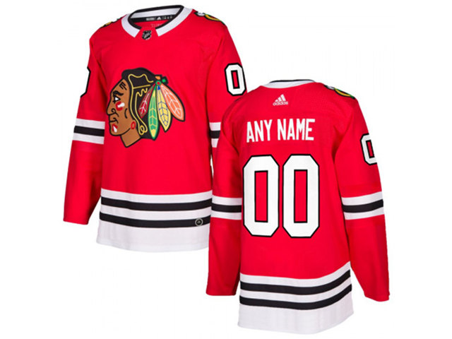 Chicago Blackhawks #00 Red Custom Jersey - Click Image to Close