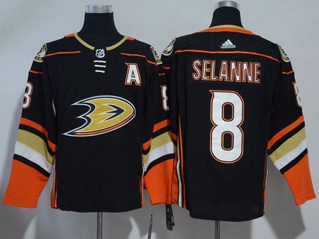 Anaheim Ducks #8 Teemu Selanne Black Jersey - Click Image to Close