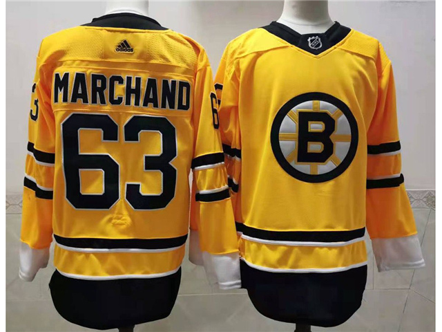 Boston Bruins #63 Brad Marchand Yellow 2020/21 Reverse ...