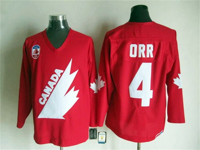 1991 Canada Cup Team Canada #4 Bobby Orr CCM Vintage Red Hockey Jersey - Click Image to Close