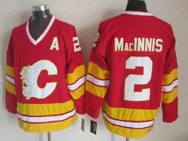 Calgary Flames #2 Al MacInnis 1989 CCM Vintage Red Jersey - Click Image to Close