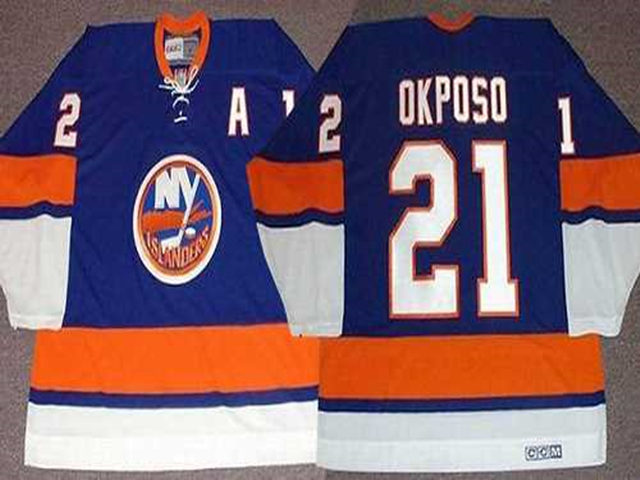 New York Islanders #21 Kyle Okposo CCM Vintage Blue Jersey - Click Image to Close