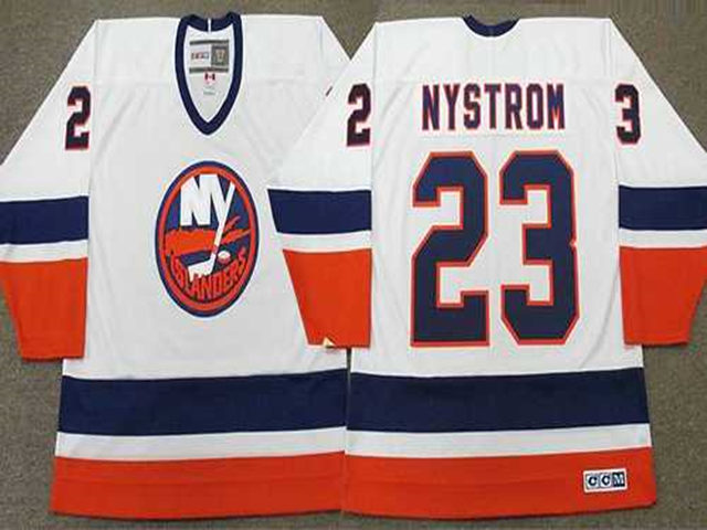 New York Islanders #23 Bob Nystrom 1982 CCM Vintage White Jersey - Click Image to Close