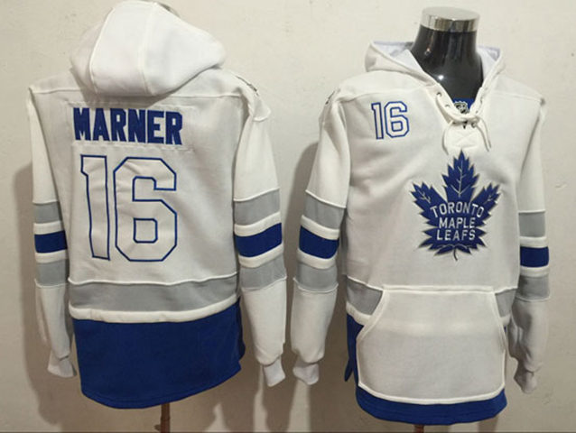 Toronto Maple Leafs #16 Mitch Marner White One Front Pocket Hoodie Jersey - Click Image to Close