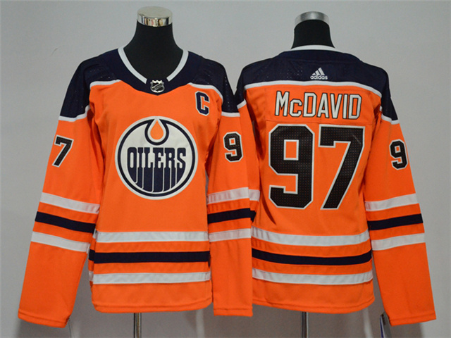 Women's Youth Edmonton Oilers #97 Connor McDavid Orange Jersey - Click Image to Close