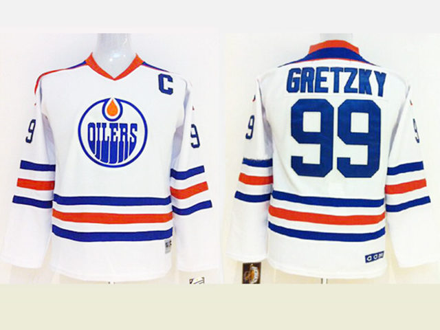 Youth Edmonton Oilers #99 Wayne Gretzky 1987 CCM Vintage White Jersey - Click Image to Close