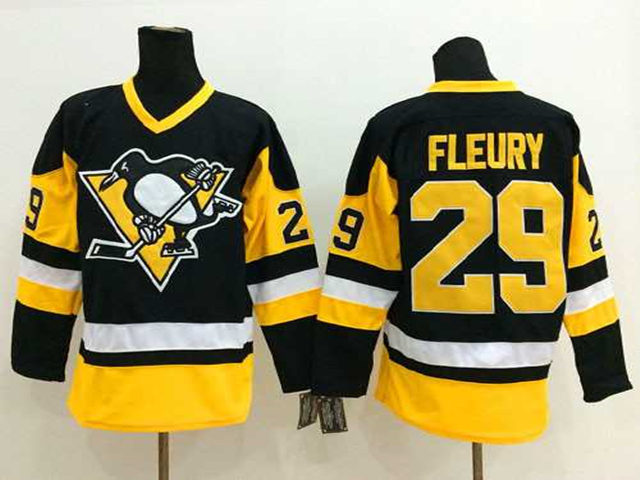 Pittsburgh Penguins #29 Marc-Andre Fleury 1992 Vintage CCM Black/Gold Jersey - Click Image to Close