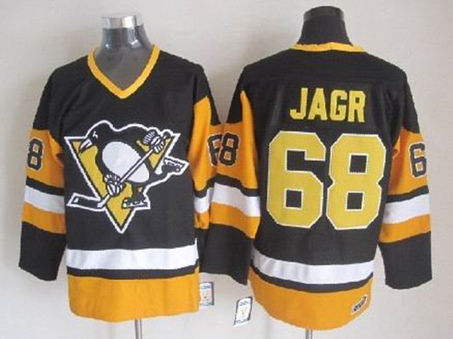 Pittsburgh Penguins #68 Jaromir Jagr 1992 Vintage CCM Black/Gold Jersey - Click Image to Close