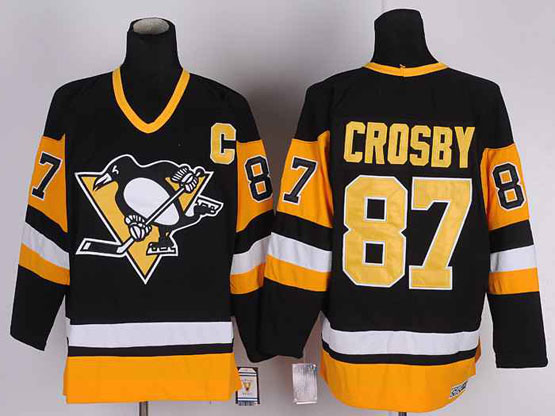 Pittsburgh Penguins #87 Sidney Crosby 1992 Vintage CCM Black/Gold Jersey - Click Image to Close