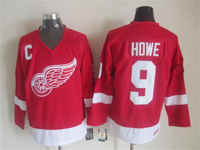 Detroit Red Wings #9 Gordie Howe 2002 CCM Vintage Red Jersey - Click Image to Close
