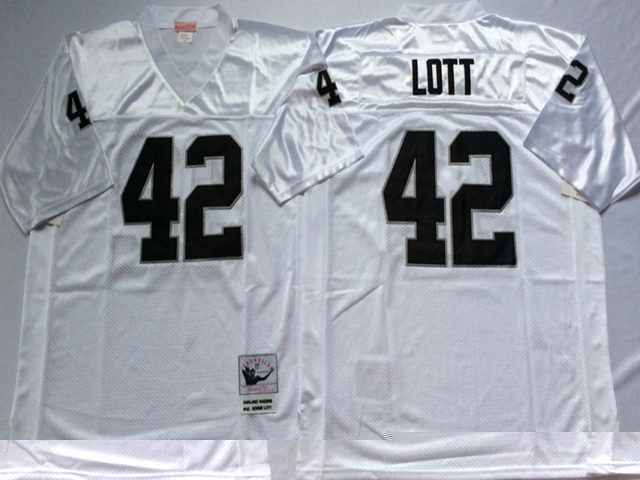 Oakland Raiders #42 Ronnie Lott Throwback White Jersey - Click Image to Close
