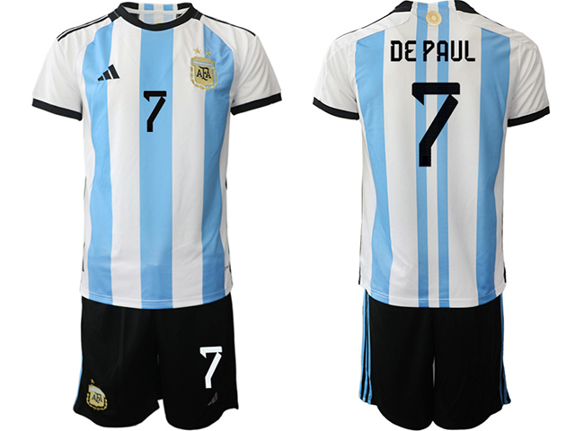 National Argentina #7 De Paul Home 2022/23 Soccer Jersey - Click Image to Close