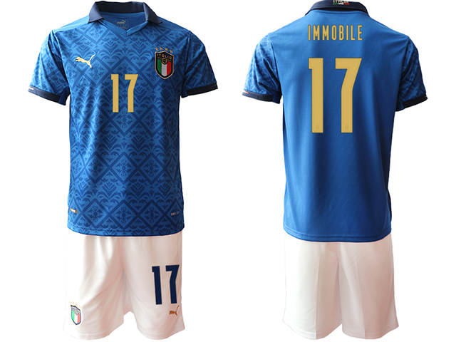 National Italy #17 Immobile Home Blue 2020/21 Soccer Jersey - Click Image to Close