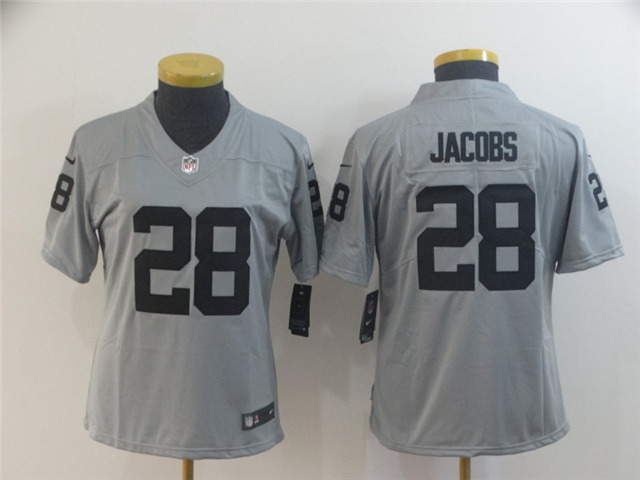 Women's Las Vegas Raiders #28 Josh Jacobs Gray Inverted Limited Jersey ...